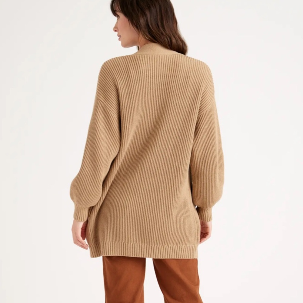 Quince 100% Organic Cotton Oversized Cardigan in Camel - Picture 5 of 11